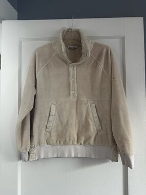 Athleta Beige Fleece Pullover Sweater